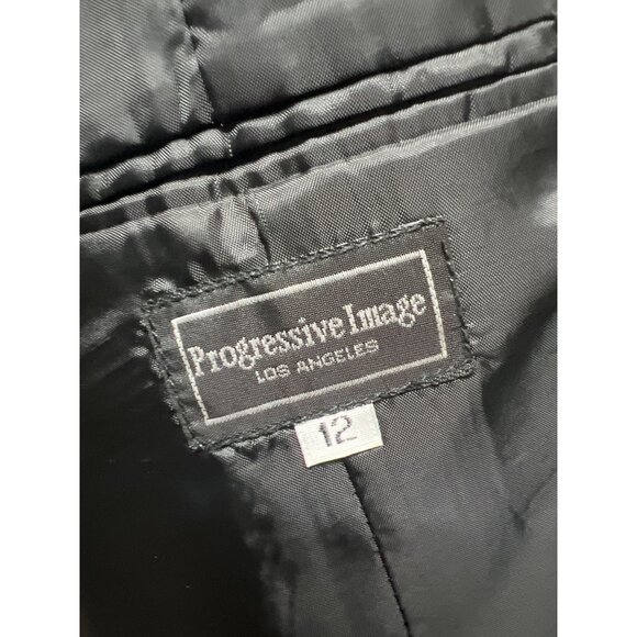 Progressive Image Vintage 80's Black and Tan Crepe Worsted Wool Blazer - Picture 8 of 9